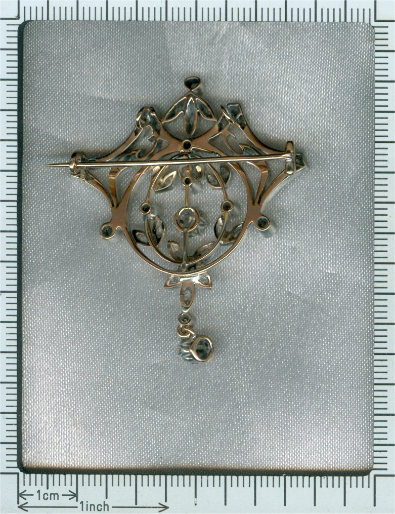 Antique Belle Epoque diamond brooch pendant